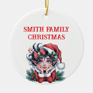 Adorno de cerámica festivo duende de Navidad de Sa