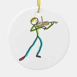 Adorno De Cerámica Fiddle Playing Stickman