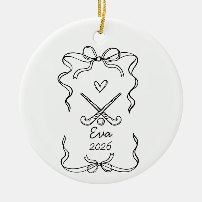 Adorno De Cerámica  Field Hockey Ornament, Christmas Coquette  (Frente)