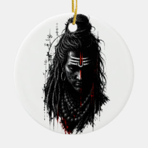 Adorno De Cerámica Fiero Señor Shiva Mahakal Grunge Arte Oscuro Salpi