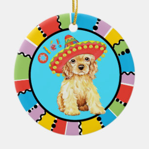 Adorno De Cerámica Fiesta Cocker Spaniel