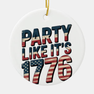 Adorno De Cerámica Fiesta Como Si Fuera 1776, 4 De Julio, Bandera De