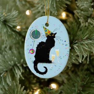 Adorno De Cerámica Fiesta de Año Nuevo de Le Chat Noir