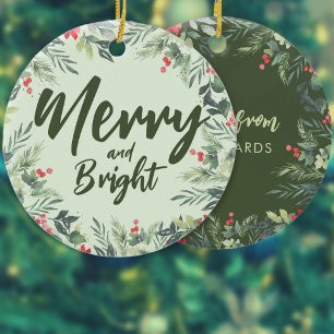 Adorno De Cerámica Fiesta de cena de Navidades con temática de follaj