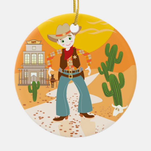 Adorno De Cerámica Fiesta de cumpleaños para niños de vaca (Frente)