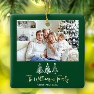 Adorno De Cerámica Fiesta de Fotos Familiares de Navidad con Árboles