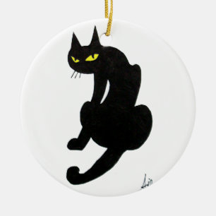 ADORNO DE CERÁMICA FIESTA DE HALLOWEEN DEL GATO NEGRO