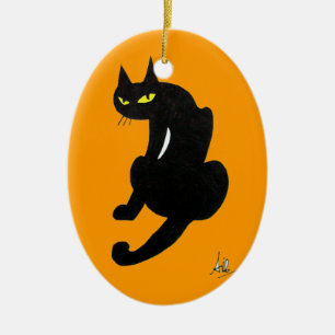 ADORNO DE CERÁMICA FIESTA DE HALLOWEEN DEL GATO NEGRO
