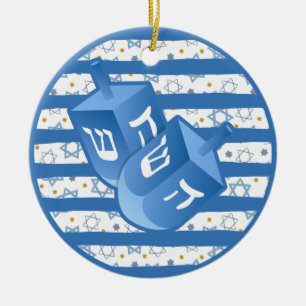 Adorno De Cerámica Fiesta de Hanukkah con Dreidel Personalizado