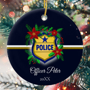 Adorno De Cerámica Fiesta de Navidad Elegante de la Policía