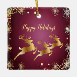 Adorno De Cerámica Fiesta de navidades Renos dorados Rosa Rojo Elegan