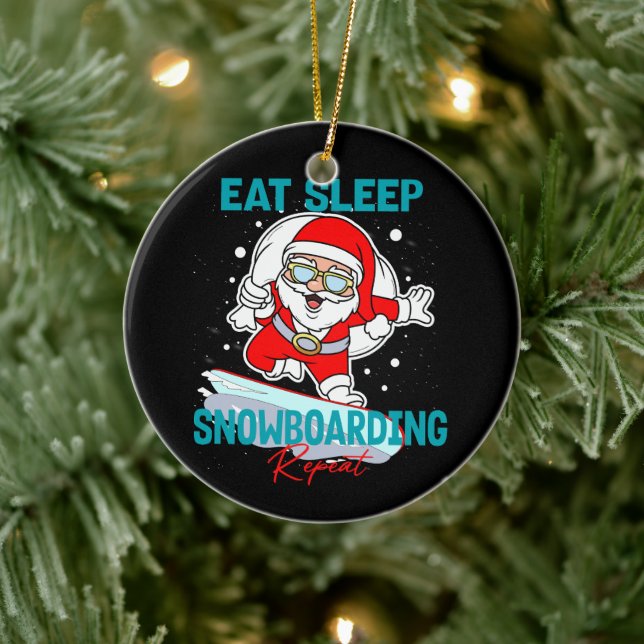 Adorno De Cerámica Fiesta de repetición de Navidades de Snowboarding  (Árbol)