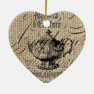 Adorno De Cerámica fiesta de té de french country burlap