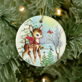 Adorno De Cerámica Fiesta de venados de Navidad retro