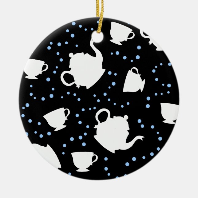 Adorno De Cerámica Fiesta del té tambaleante (Frente)