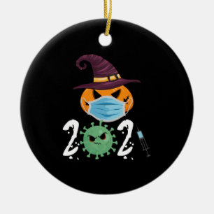 Adorno De Cerámica Fiesta Divertida Máscara de Calabaza de Halloween 