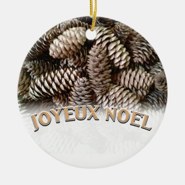 Adorno De Cerámica Fiesta festiva Joyeux Noel Pine Cone (Frente)