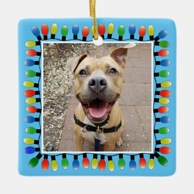 Adorno De Cerámica Fiesta fotográfico personal ilumina doble cara azu (Anverso)