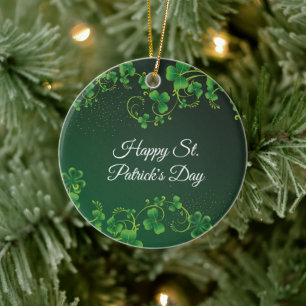 Adorno De Cerámica Fiesta irlandés del Green Shamrock Vine