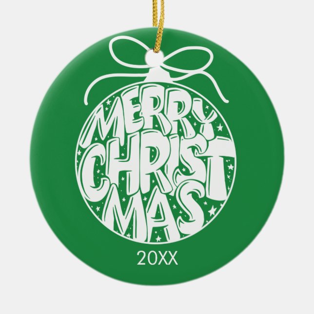Adorno De Cerámica Fiesta navideña verde (Frente)