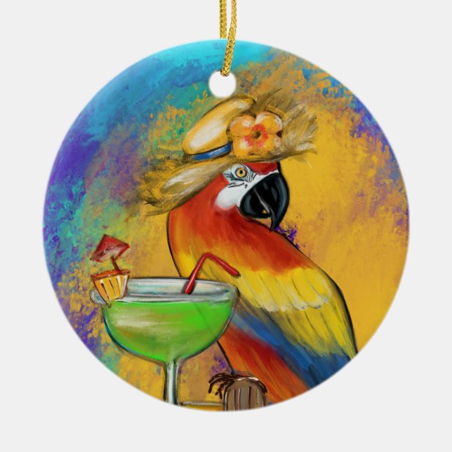 Adorno De Cerámica Fiesta Parrots (Frente)