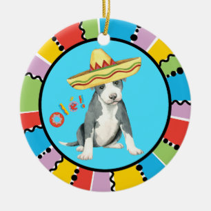 Adorno De Cerámica Fiesta Pit Bull Terrier