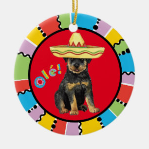 Adorno De Cerámica Fiesta Rottweiler