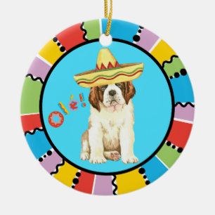 Adorno De Cerámica Fiesta St Bernard