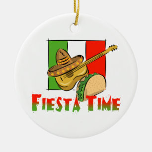 Adorno De Cerámica Fiesta Time Taco, Sombrero, guitarra