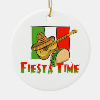 Adorno De Cerámica Fiesta Time Taco, Sombrero, guitarra