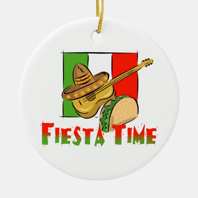 Adorno De Cerámica Fiesta Time Taco, Sombrero, guitarra (Frente)