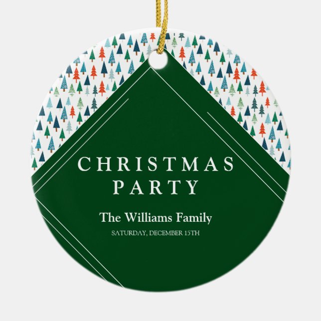 Adorno De Cerámica Fiesta verde invierno de ferias navideñas (Frente)