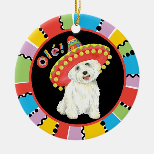 Adorno De Cerámica Fiesta Westie (Frente)