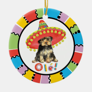Adorno De Cerámica Fiesta Yorkie