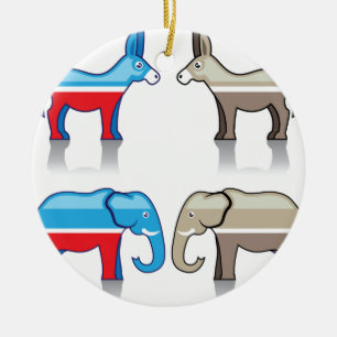 Adorno De Cerámica Fiestas políticos del burro y del elefante