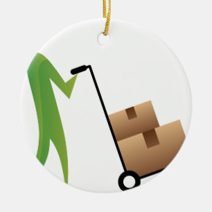 Adorno De Cerámica Figura cajas móviles Handtruck del palillo del