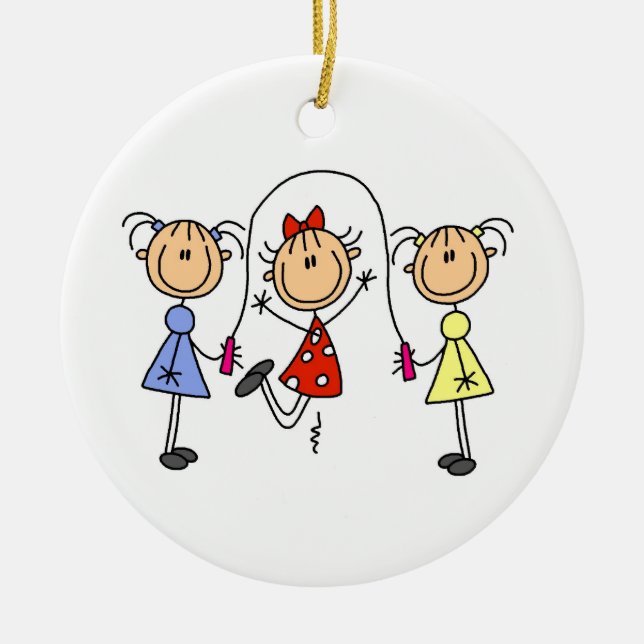 Adorno De Cerámica Figura cuerda del palillo de salto de los chicas (Frente)