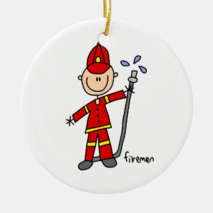 Adorno De Cerámica Figura de Fireman Stick