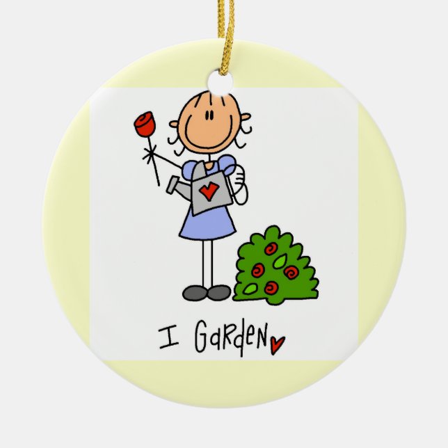 Adorno De Cerámica Figura de palo de jardinería (Frente)