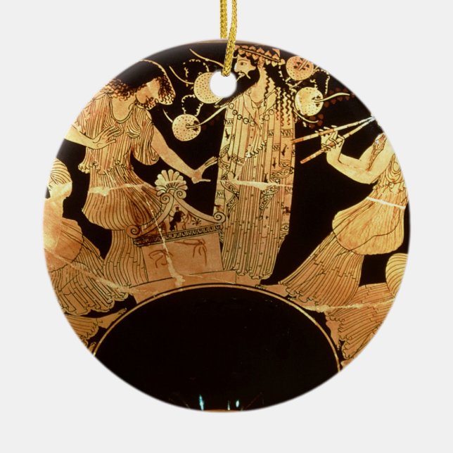 Adorno De Cerámica Figura roja atlántica kylix que representa a Dioni (Frente)