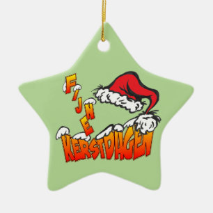Adorno De Cerámica Fijne Kerstdagen conoció a Kerstmuts Ster Ornament