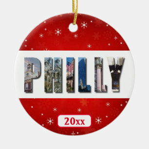 Adorno De Cerámica Filadelfia Pennsylvania Viaje Foto Navidad