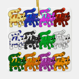 Adorno De Cerámica Filas de patrón de gatito de gatitos de Navidad