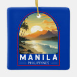 Adorno De Cerámica Filipinas en Manila: Viaje de arte<br><div class="desc">Diseño de viaje vectorial retro de Manila. Manila,  la capital de Filipinas,  es una ciudad costera densamente poblada en la isla de Luzon,  que mezcla la arquitectura colonial española con rascacielos modernos.</div>
