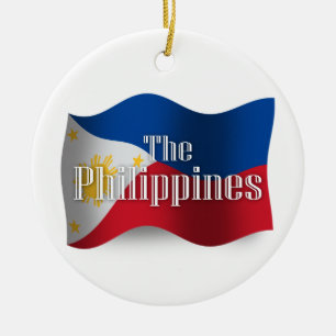 Adorno De Cerámica Filipinas que agitan la bandera