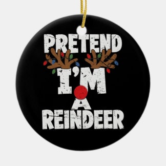 Adorno De Cerámica Finge que soy un reno divertido ciervo de Navidad