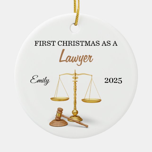 Adorno De Cerámica First Christmas as a Lawyer Ornament, New attorney (Frente)