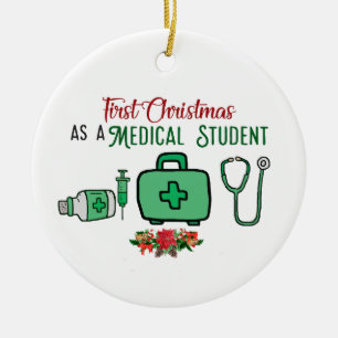 Adorno De Cerámica First Christmas as a Medical Student Ornament Medi