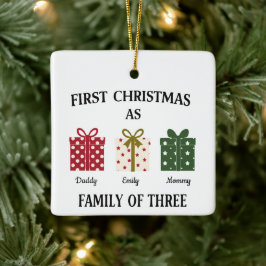 Adorno De Cerámica First Christmas as Family of Three Gift