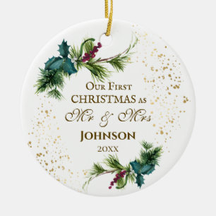 Adorno De Cerámica First Christmas as Mr & Mrs Winter Inspirational